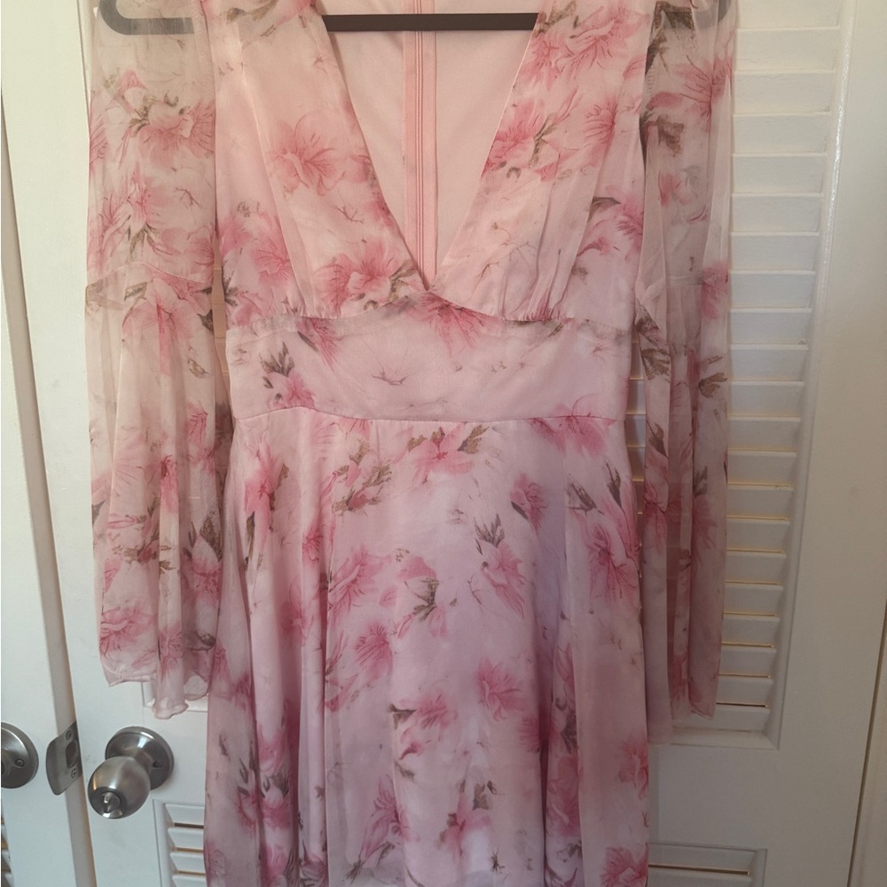 Floral Pink Chiffon Dress